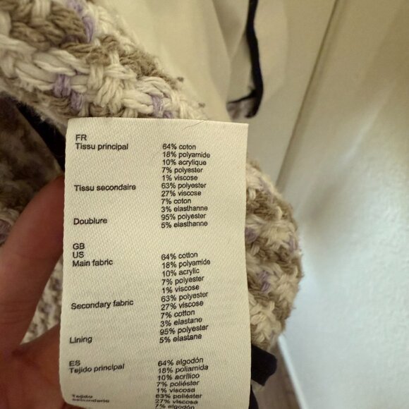 Maje Vido Lavender White Ecru Parme Tweed Jacket Cardigan 36 / S - Picture 7 of 12